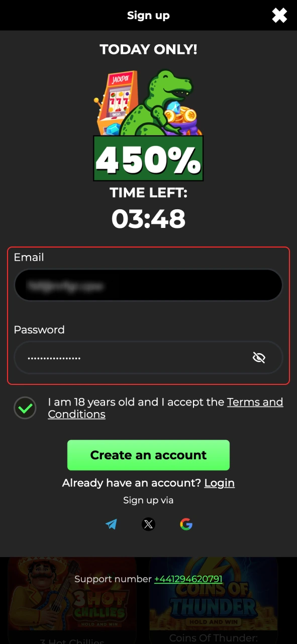 Enter your details to create your secure Raptor Wins account.